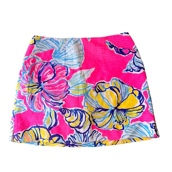 Lilly Pulitzer Pink Marigold Swept By The Tides Mini Skort Skirt - 2 - Picture 4 of 16